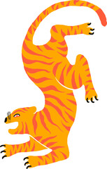 Dynamic Roaring Tiger Illustration in Vibrant Orange