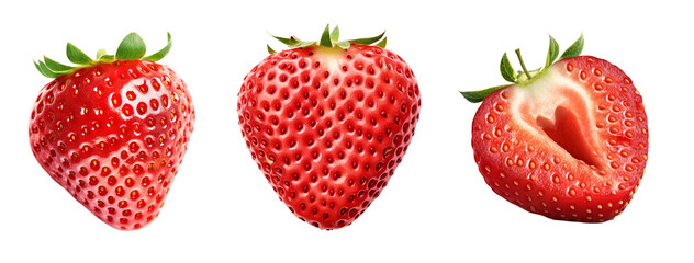 Fresh strawberries showcase their vibrant red color and juicy texture, perfect for desserts or healthy snacks.