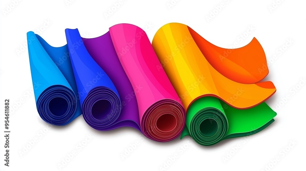 Poster a colorful roll of fabric with a rainbow pattern. the colors are bright and vibrant, creating a chee