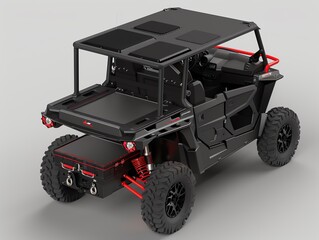 A 3D render of a UTV storage console
