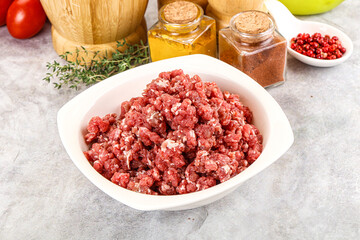 Raw beef minced meat for cooking