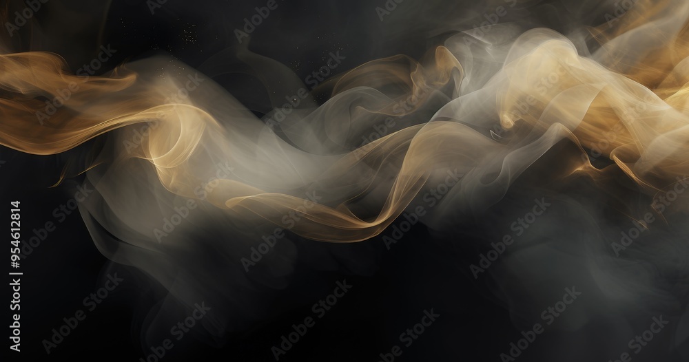 Aufkleber a dynamic swirl of golden and white smoke against a dark background, creating an ethereal and artist