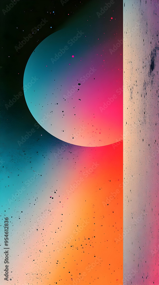 Poster Abstract gradient background with a curved shape and scattered dots.