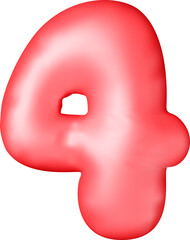 3D red balloon number four