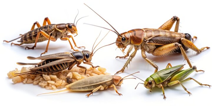 The varied cricket species undergoes distinct life stages, from egg to nymph to adult, ideal for breeding as
