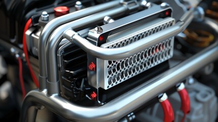 A 3D render of an ATV engine oil cooler