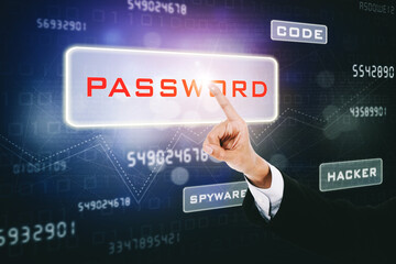 Red "PASSWORD" is revealed in a background of computer code