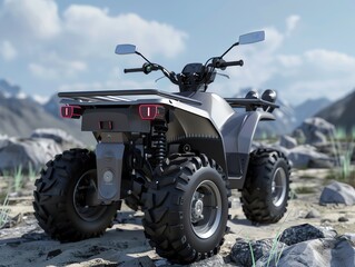 A 3D render of an ATV rearview camera system