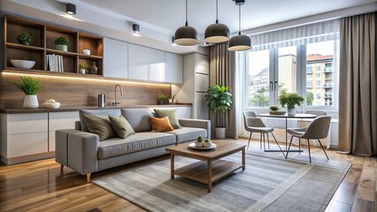 This stylish studio apartment boasts a cozy atmosphere, comfortable layout, and high-end designer furniture for the