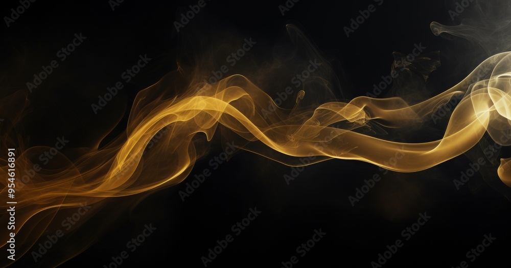 Aufkleber a mesmerizing swirl of golden smoke against a dark background, creating an abstract and ethereal vis