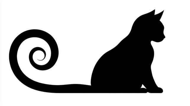 Silhouette of a cat with a curled tail, emphasizing a minimalist design.