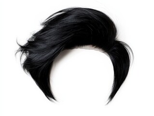 Asymmetric Cut With Undercut Jet Black Wig On White Background, Ideal For Dark Fantasy Characters, Gothic Avatars, And Edgy Cosplay Looks . Generative ai