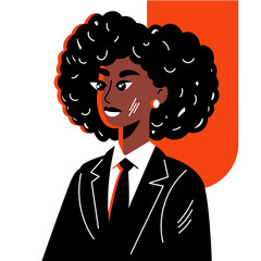 Hand-drawn illustration of a girl with curly hair