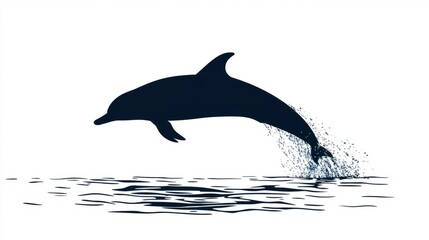 Obraz premium A silhouette of a dolphin leaping out of the water, creating splashes.