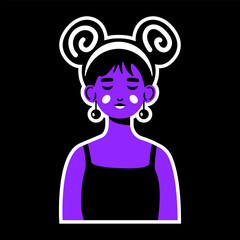 girl in y2k style sticker illustration by hand