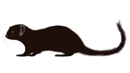 Obraz premium A side view illustration of a small, sleek black mammal with a long tail.