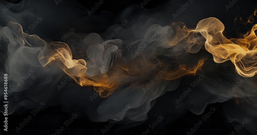 Aufkleber a mesmerizing blend of swirling smoke in black and gold hues, creating an abstract and dynamic visua