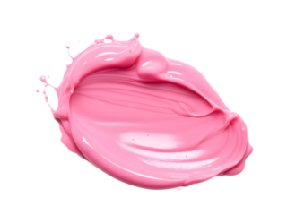 Pink cosmetic cream smear isolated on transparent background. Peach color beauty creme swipe. Skincare product creamy texture. Color corrector smudge swatch
