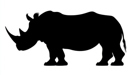 A silhouette of a rhinoceros, showcasing its distinctive shape and features.