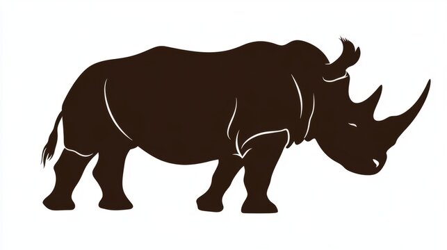 Siluet seekor badak dengan bentuk sederhana dan garis bersih.