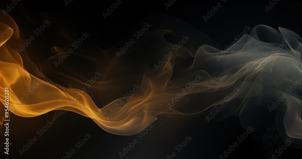 Aufkleber a dynamic blend of swirling smoke in orange and gray tones creates an ethereal and abstract visual e