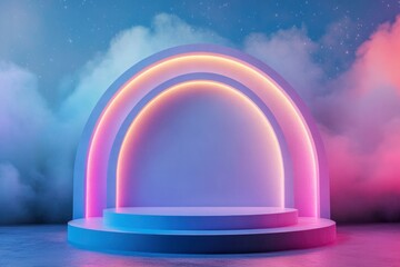 3D rendering abstract platform podium product presentation backdrop with generative ai