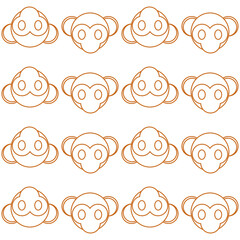 monkey cute pattern with white background, seamless pattern
