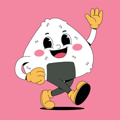 Cartoon walking onigiri