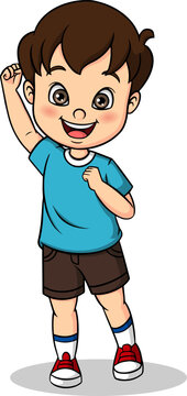 little boy celebrating