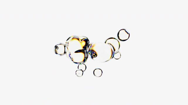3D animation of abstract volume objects. Abstract morph liquid forms of water on white background. 4k seamless loop animated template