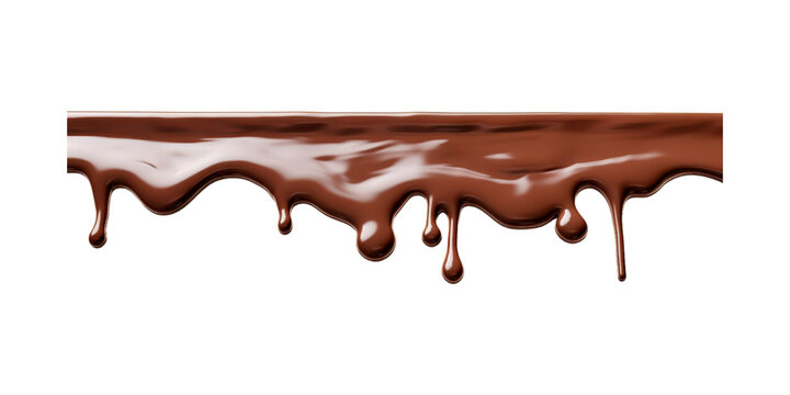 Dripping melted chocolate on a white backdrop is perfect for food blogs, dessert recipes, confectionery advertisements, and cooking tutorials