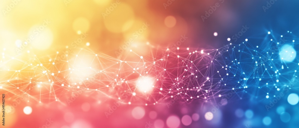 Aufkleber Abstract Technology Network with Connecting Dots and Lines