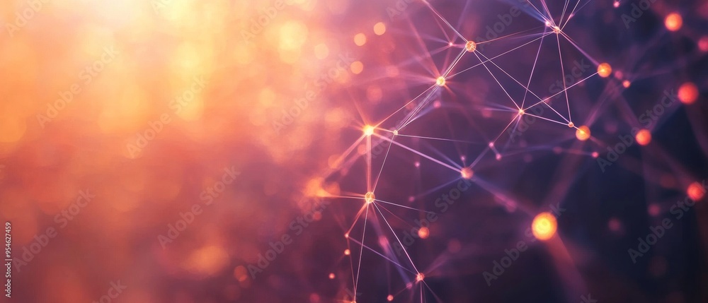 Aufkleber Abstract Technology Network with Connecting Dots and Lines