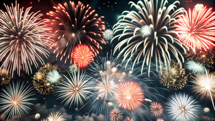 Fototapeta premium Festive Fireworks in the Night Sky
