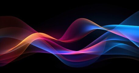 Fototapeta premium A vibrant, flowing abstract design featuring smooth waves of color on a dark background, ideal for digital art or graphic resources.