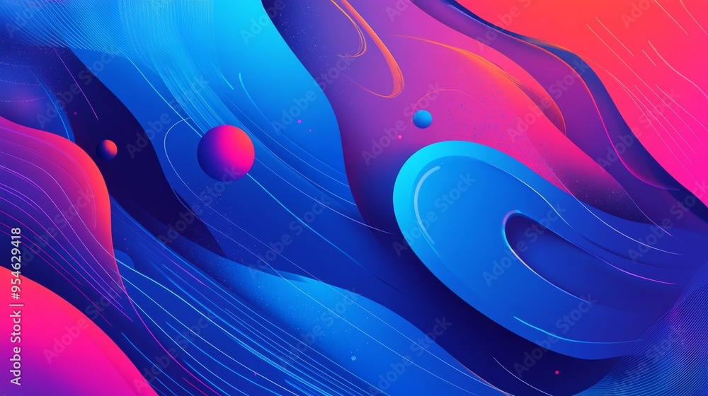 Poster colorful geometric background. blue elements with fluid gradient. dynamic shapes composition