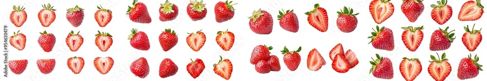 Poster an isolated strawberry with a full depth of field, isolated on a white background