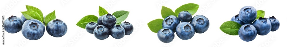 Poster isolated blueberry with full depth of field on a white background
