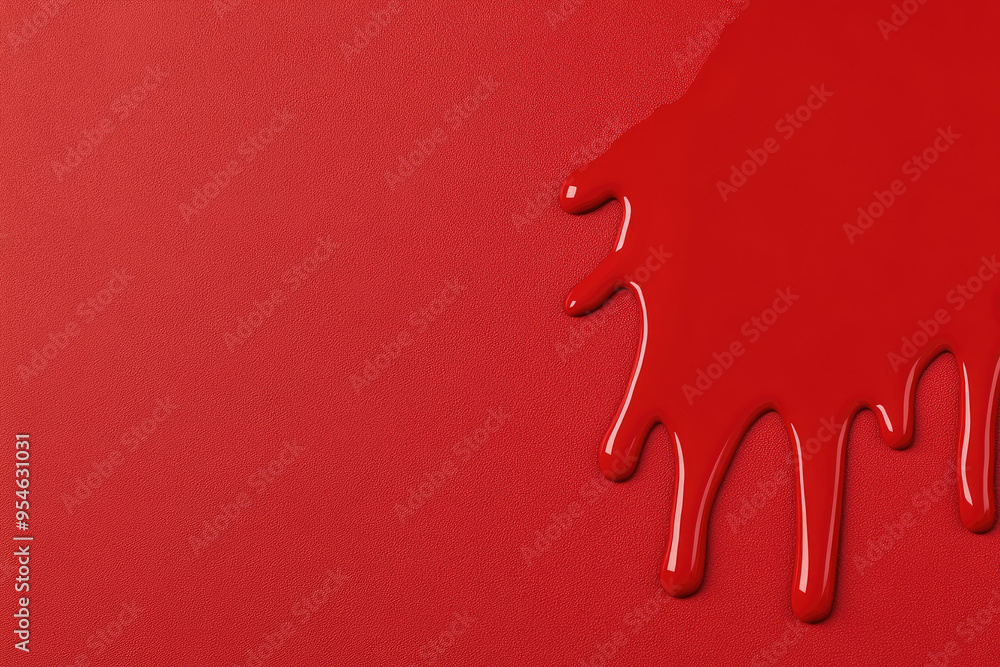 Poster vibrant red paint spilling across a textured surface, creating a striking visual of color contrast a