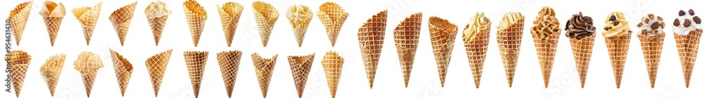 Aufkleber a white background with an empty ice cream cone on it. the cone is clipped along the clipping path, 
