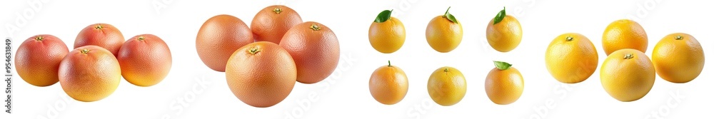 Poster Full depth of field and clipping path on white background with grapefruit isolated on white