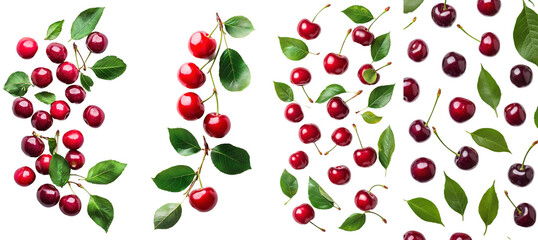 Flowing cherry, isolated on white background, sharp focus