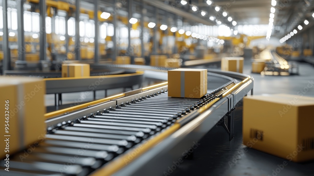 Poster efficient parcel sorting system in modern logistics center