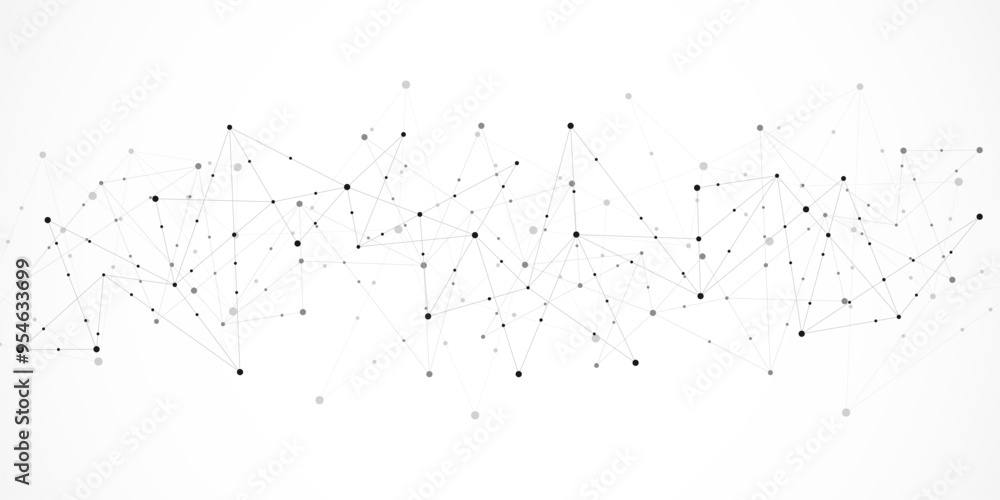 Poster vector illustration of minimalistic design with connecting the dots and lines. abstract geometric ba