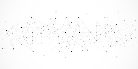 Vector illustration of minimalistic design with connecting the dots and lines. Abstract geometric background of science and technology concept