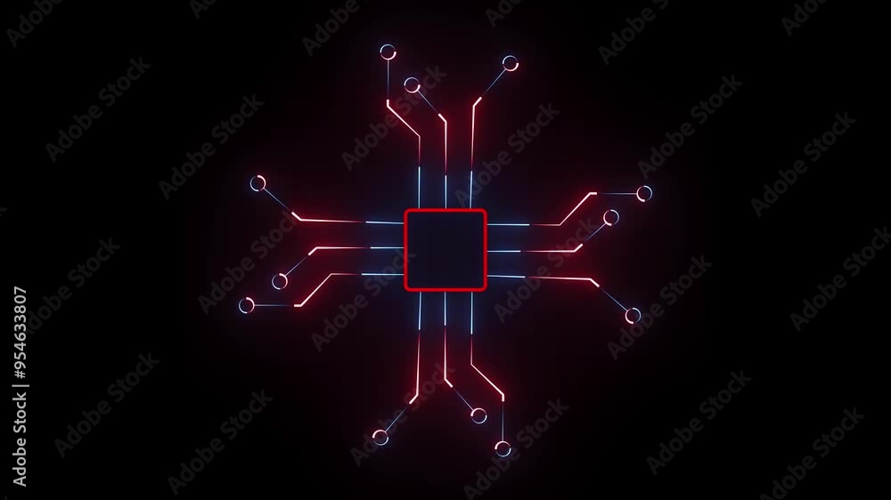 Poster futuristic motherboard circuit graphic 4k loop animation background. printed circuit board pcb. elec