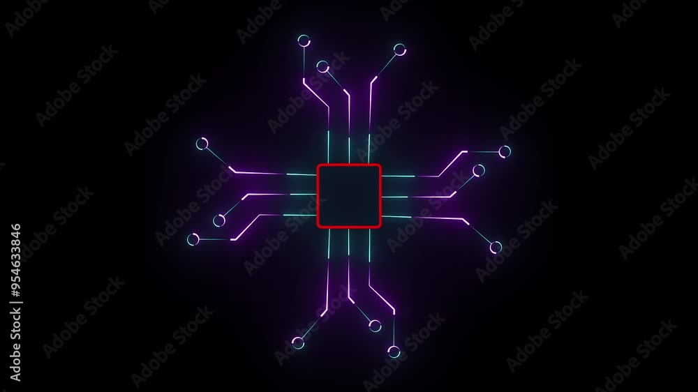 Aufkleber futuristic motherboard circuit graphic 4k loop animation background. printed circuit board pcb. elec