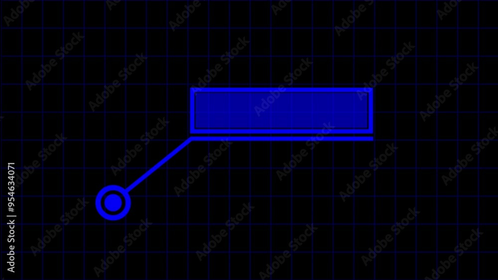 Poster animation of hud elements. animate a white callous for text. blue color hud elements on black backgr