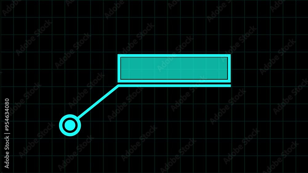 Poster animation of hud elements. animate a white callous for text. cyan color hud elements on black backgr