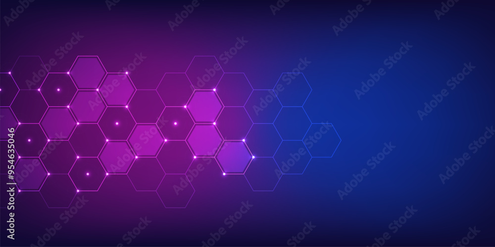 Sticker Vector illustration of hexagons pattern. Geometric abstract background with simple hexagonal elements. Creative idea for medical, technology or science design